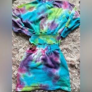 Tie Dye Skirt Sweatshirt Set Sweatsuit
